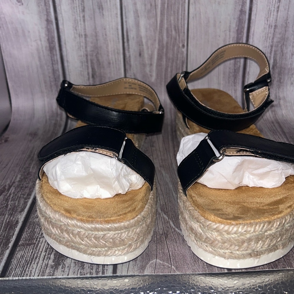 Sun + Stone Black Platform Espadrille Sandals size 8  brand new